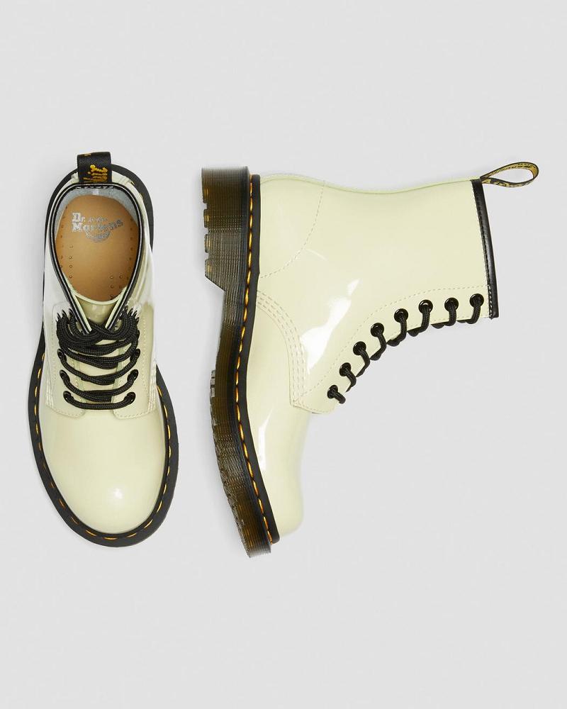 Dr Martens 1460 Lak Læder Snørestøvler Dame Hvide | DK 192EBC